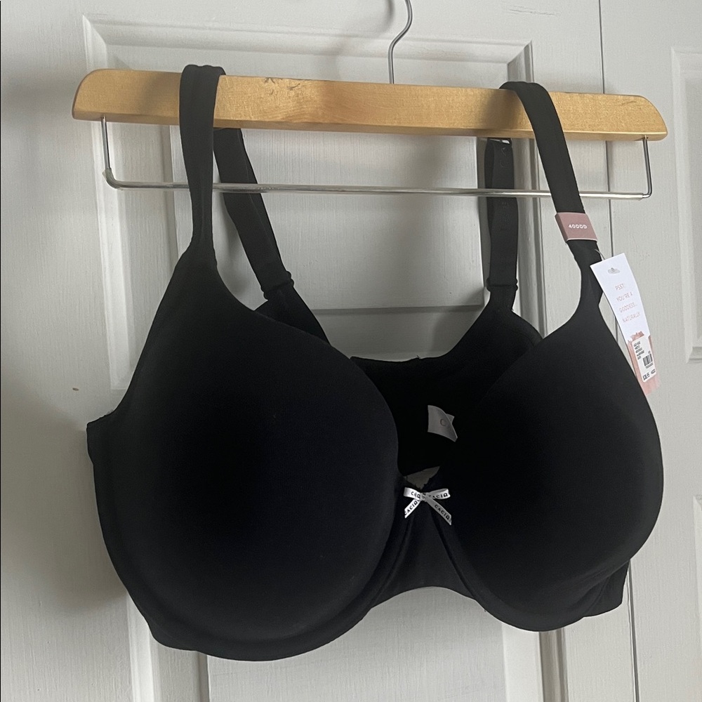 Cotton cacique collection lightly lined t shirt bra 40 DDD BLACK